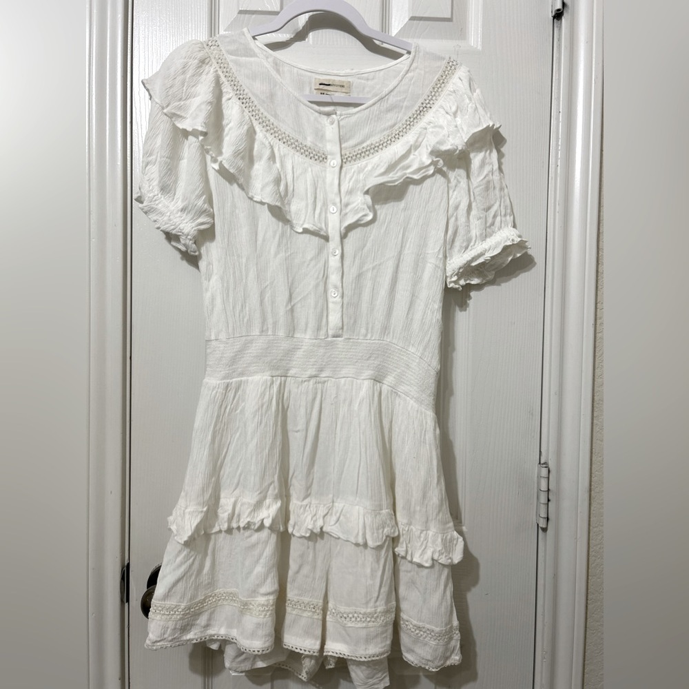 NWOT Urban Outfitters, Topanga Ruffle Romper, Medium, White - Picture 7 of 9